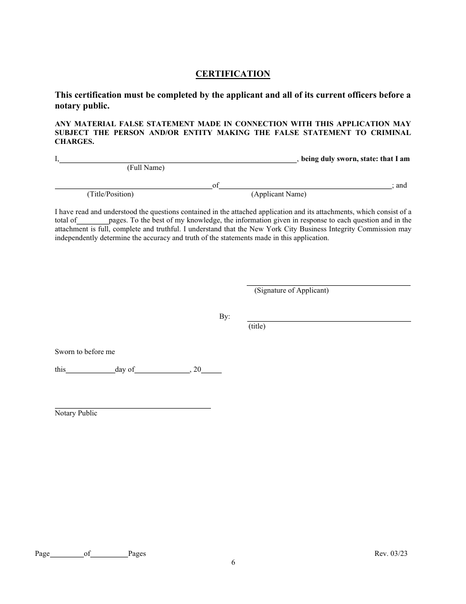 Class 3 Labor Union or Labor Organization Registration Application - New York City, Page 10