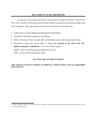 Class 3 Labor Union or Labor Organization Registration Application - New York City, Page 2