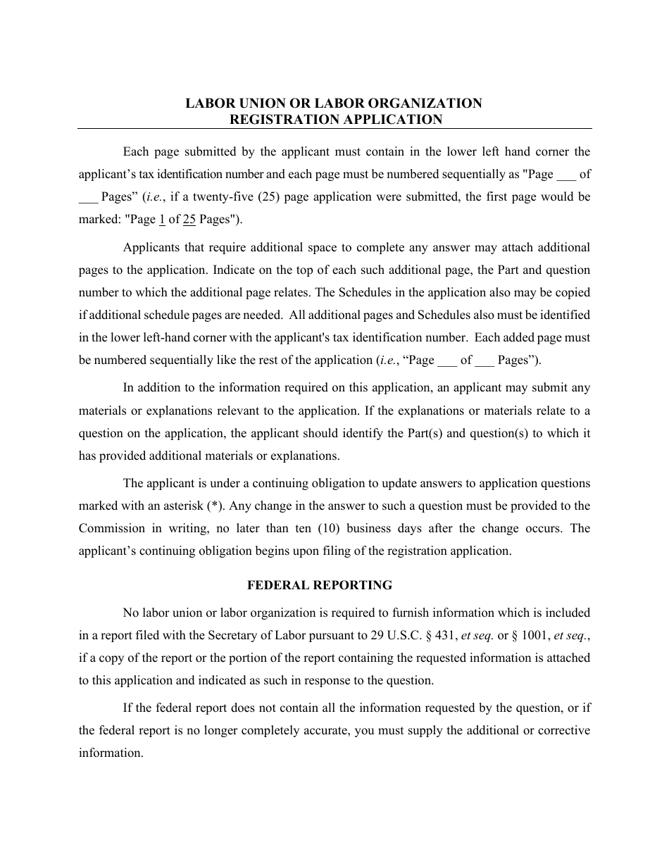 Class 3 Labor Union or Labor Organization Registration Application - New York City, Page 3