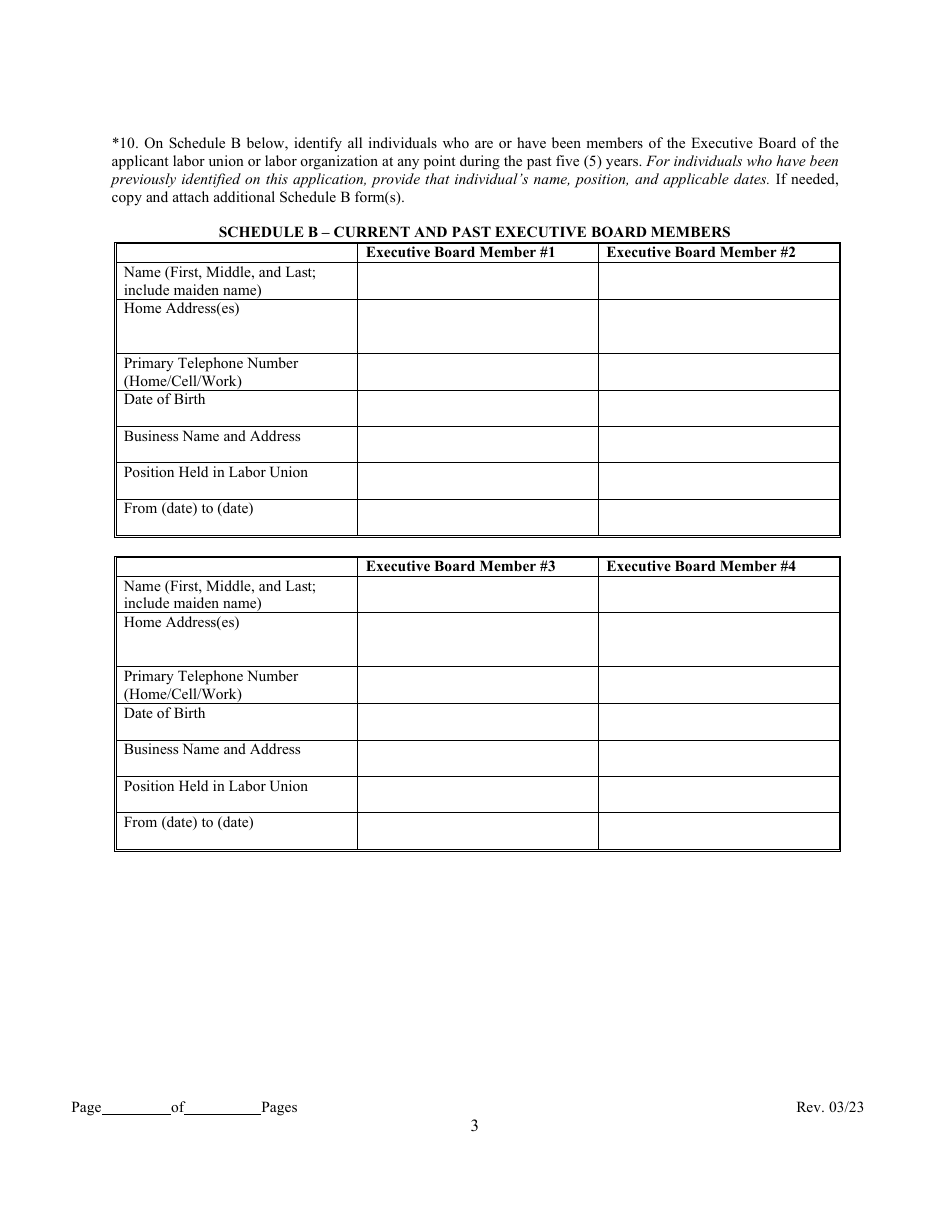 Class 3 Labor Union or Labor Organization Registration Application - New York City, Page 7