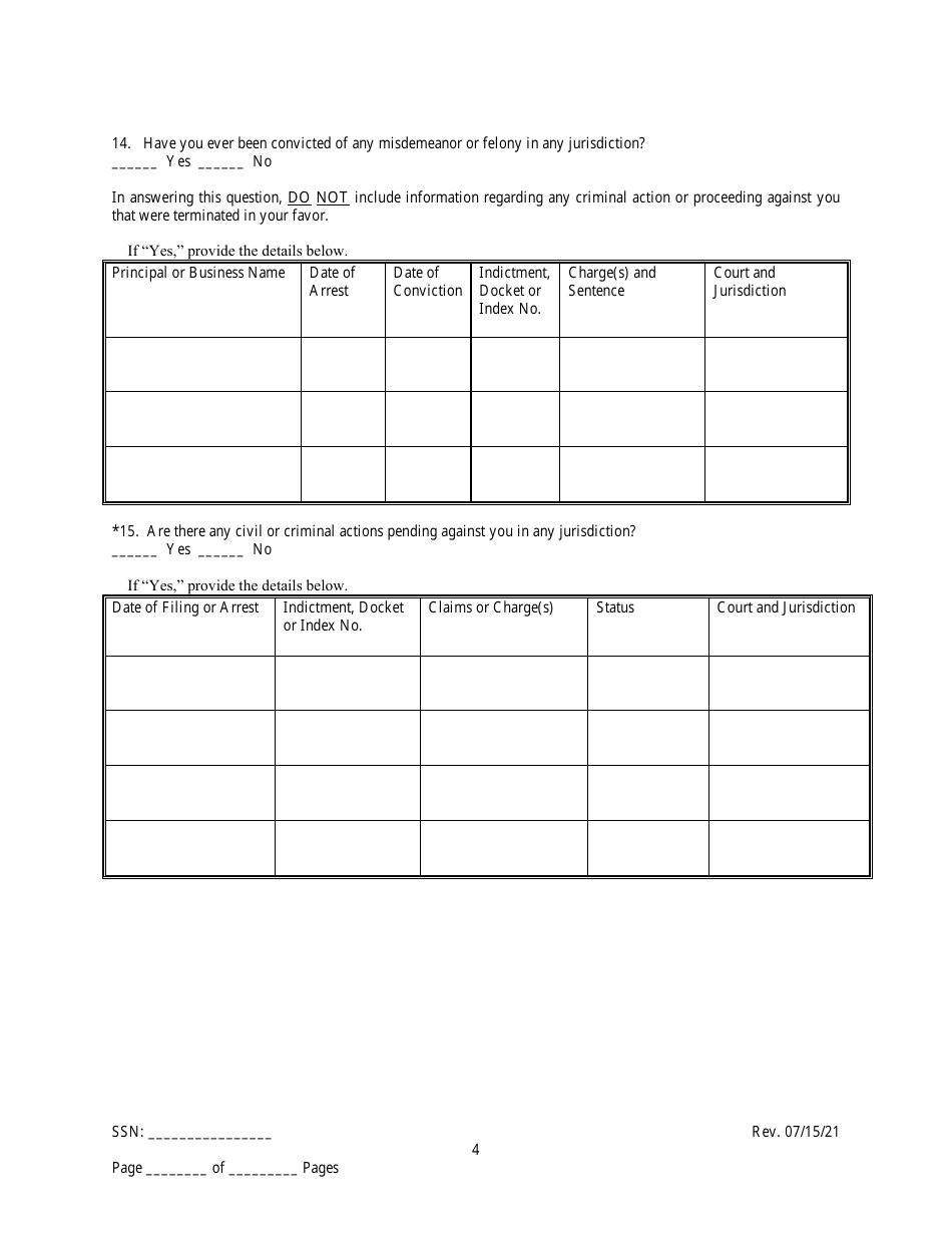 Employee / Agent Disclosure Form for a Micro-hauler Licensee - New York City, Page 4