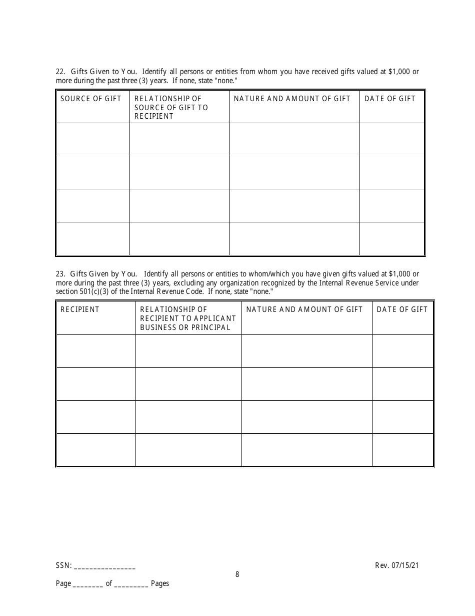 Employee / Agent Disclosure Form for a Micro-hauler Licensee - New York City, Page 8