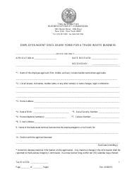 Document preview: Employee/Agent Disclosure Form for a Trade Waste Business - New York City
