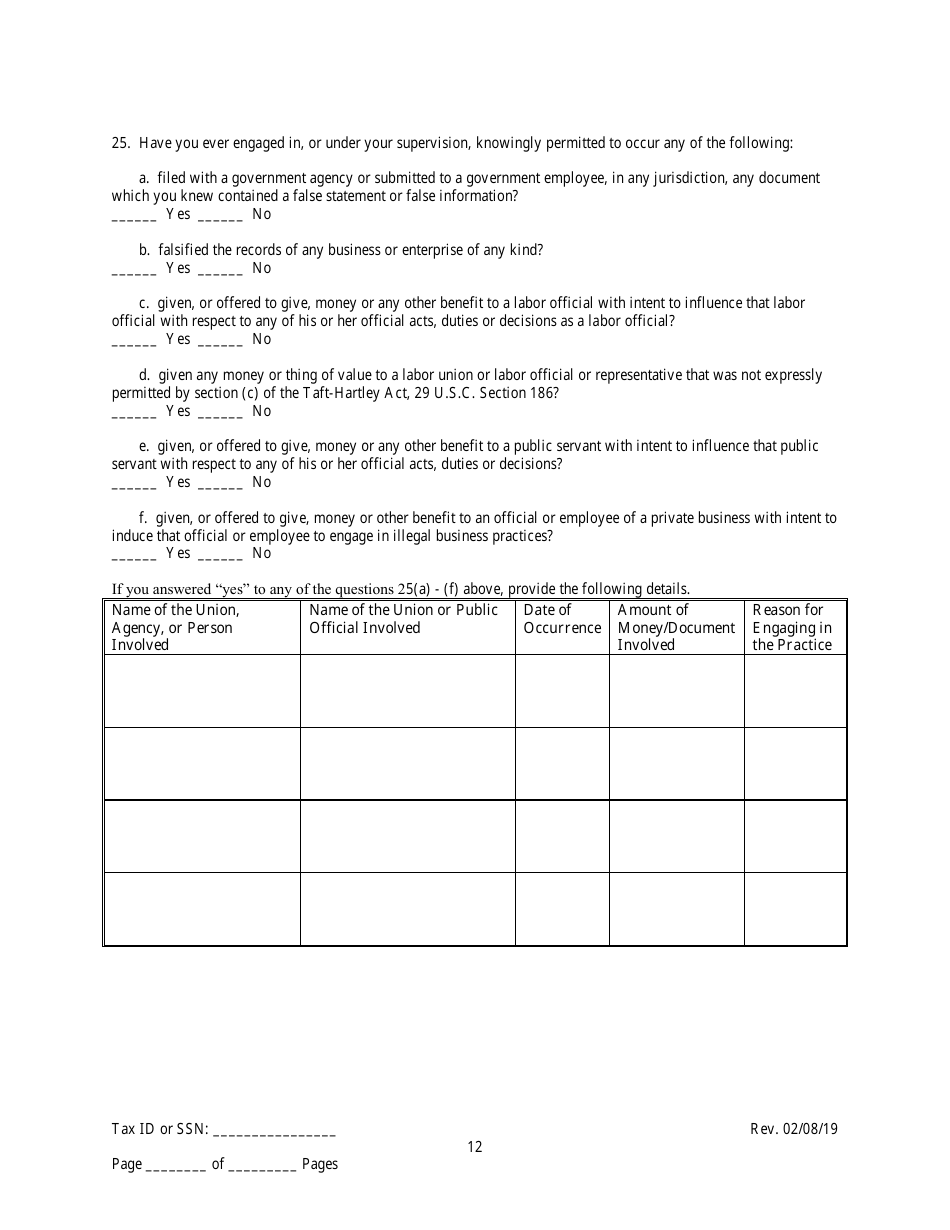 Employee / Agent Disclosure Form for a Trade Waste Business - New York City, Page 12