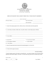 Employee/Agent Disclosure Form for a Trade Waste Business - New York City