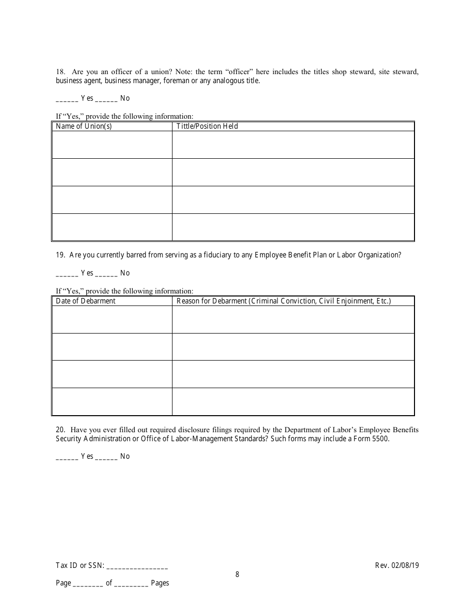 Employee / Agent Disclosure Form for a Trade Waste Business - New York City, Page 8