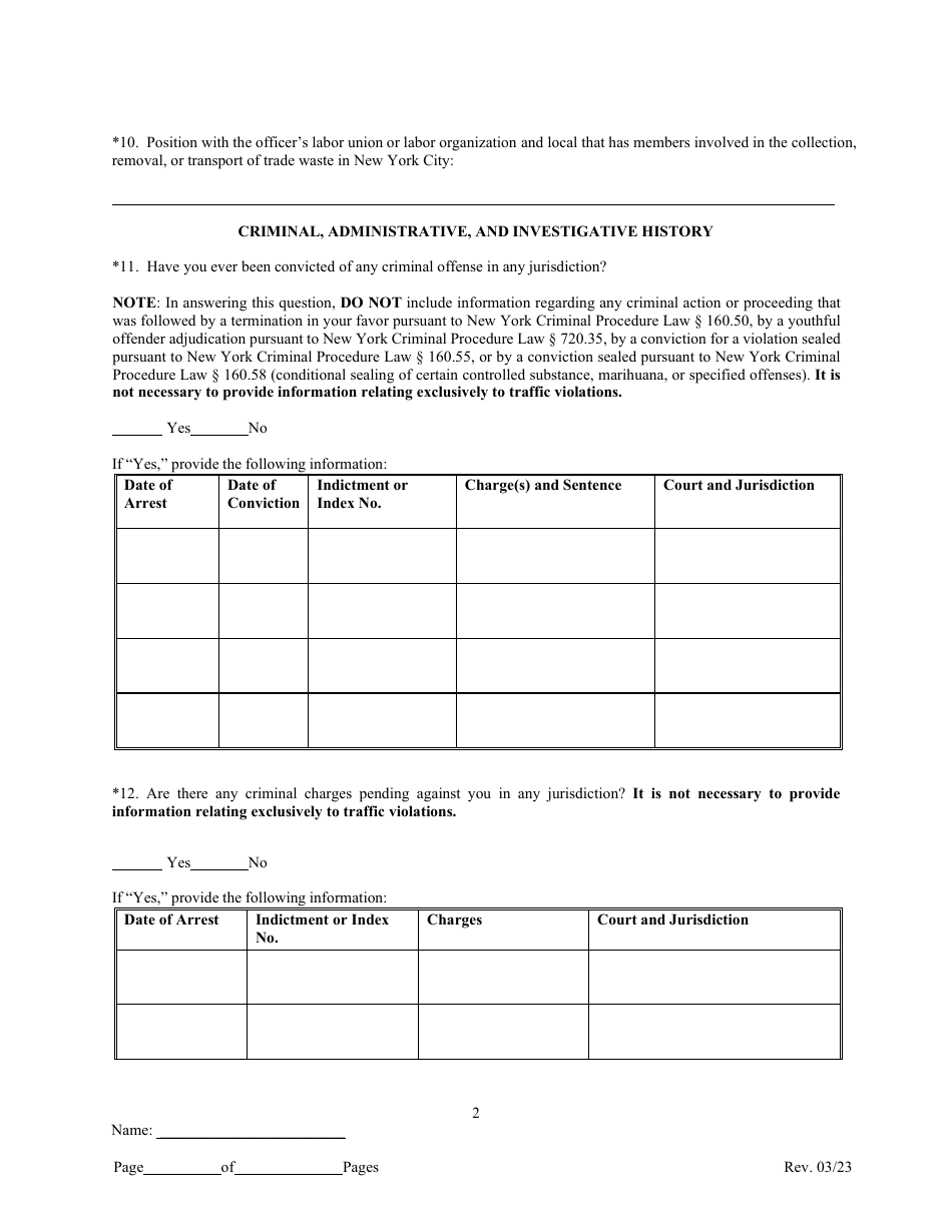 Labor Union / Labor Organization Officer Disclosure - New York City, Page 4