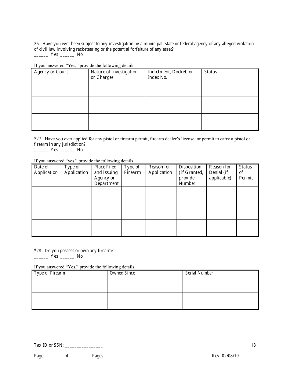 Disclosure Form for Principal of a Trade Waste Business - New York City, Page 13