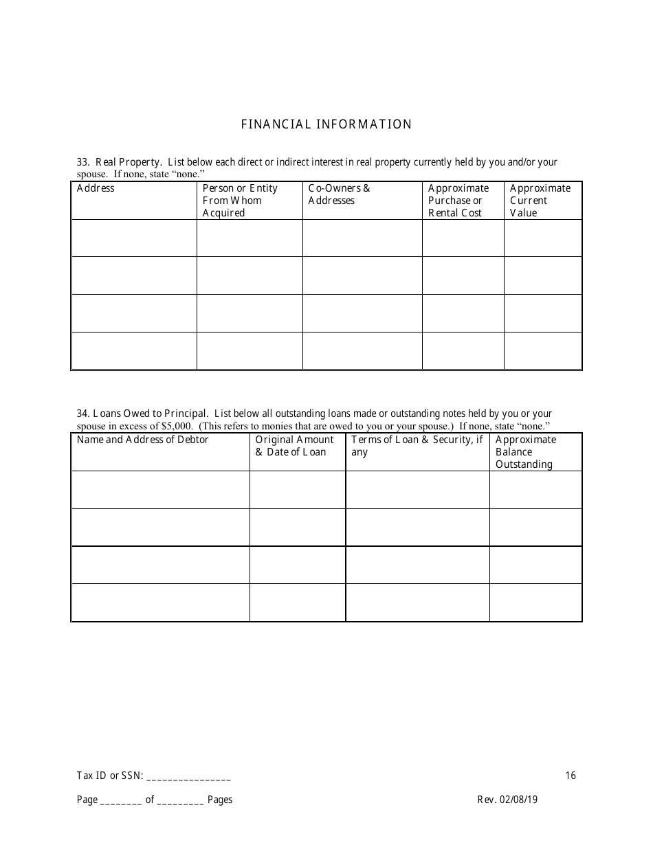 Disclosure Form for Principal of a Trade Waste Business - New York City, Page 16