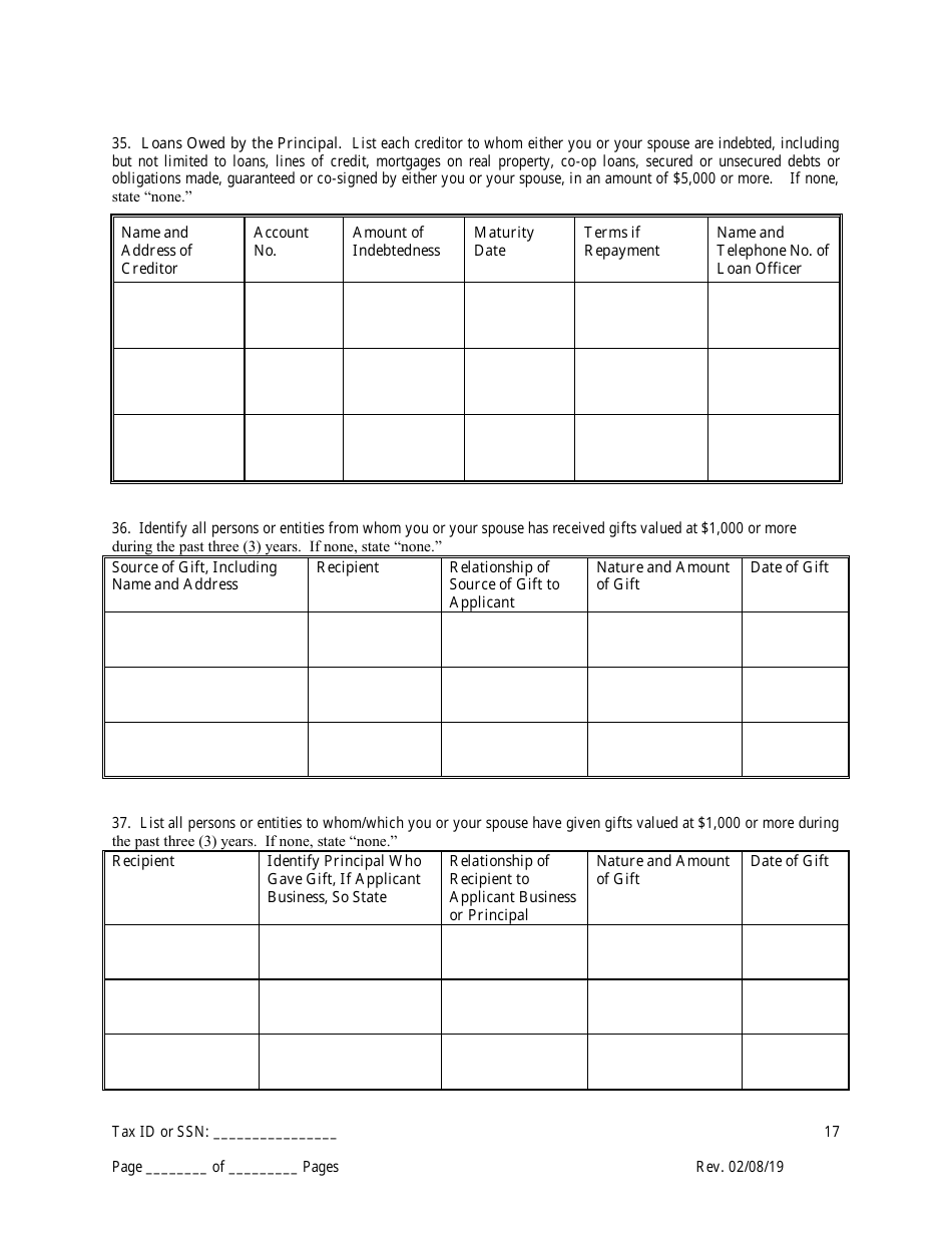 Disclosure Form for Principal of a Trade Waste Business - New York City, Page 17