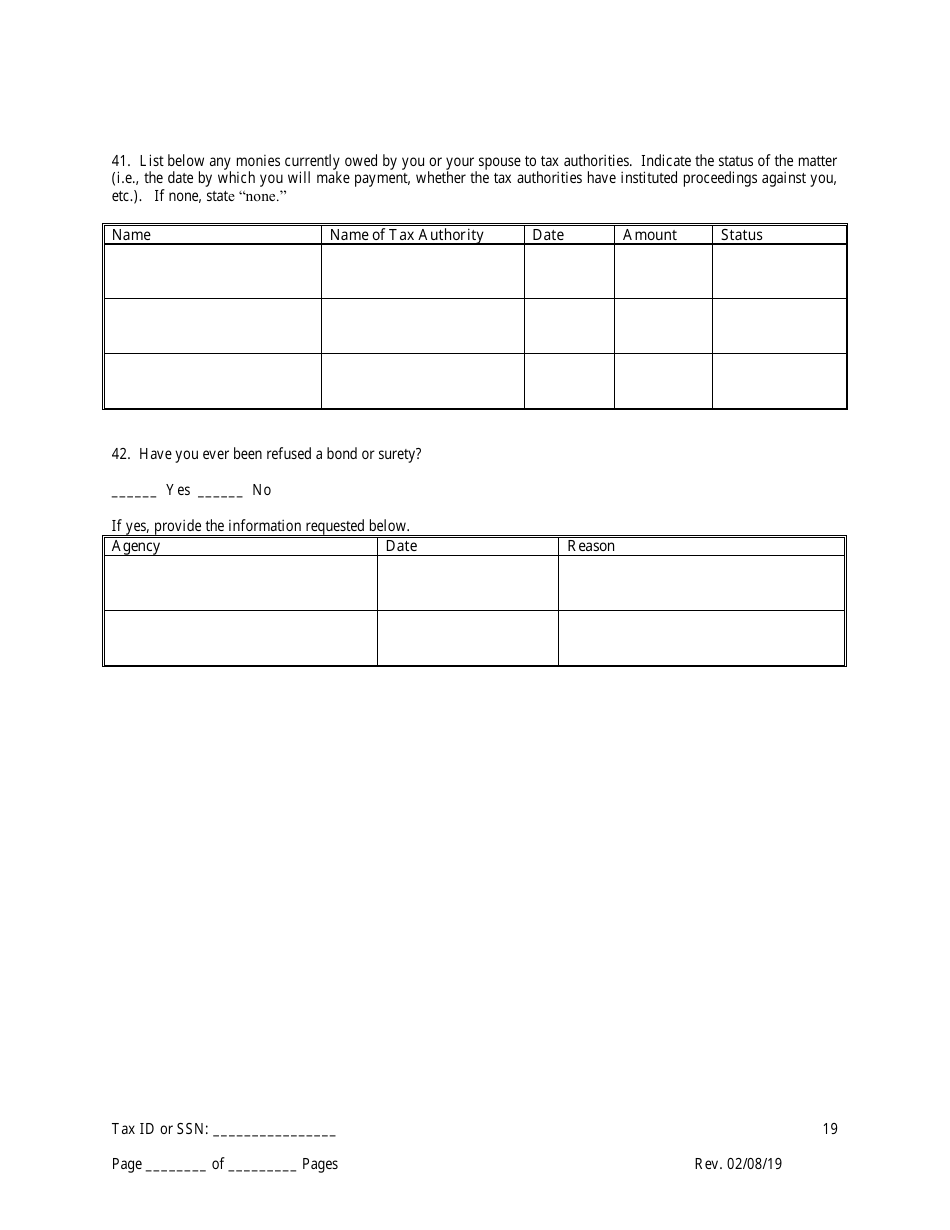 Disclosure Form for Principal of a Trade Waste Business - New York City, Page 19