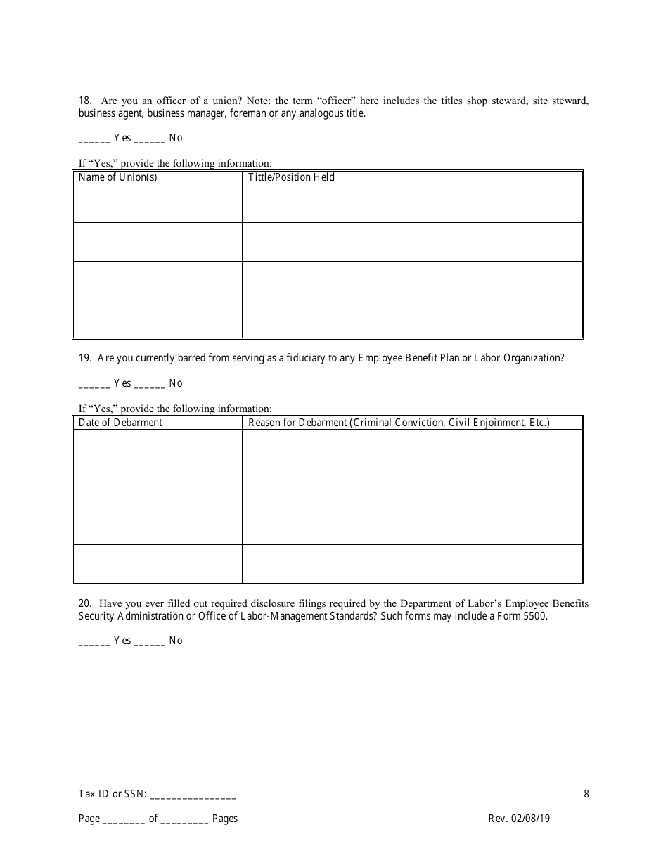 Disclosure Form for Principal of a Trade Waste Business - New York City, Page 8