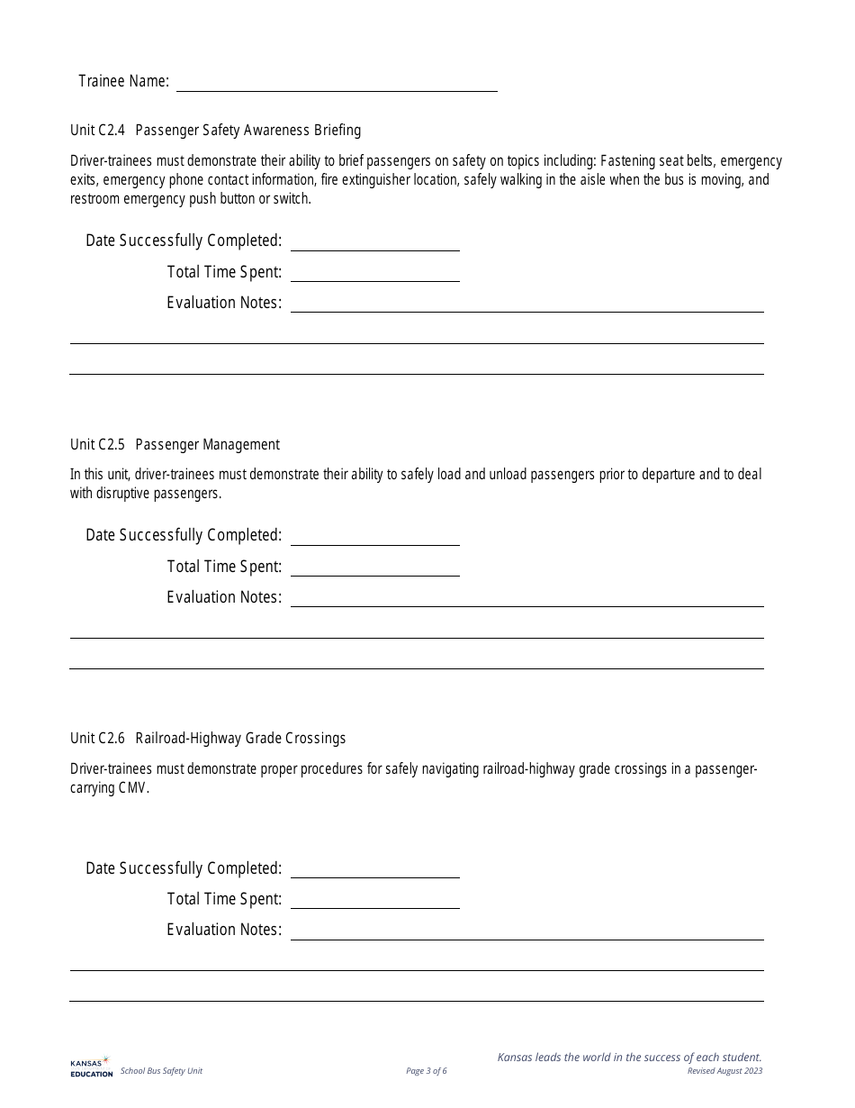 Eldt Behind the Wheel Training Documentation - P  S Endorsement - Kansas, Page 3