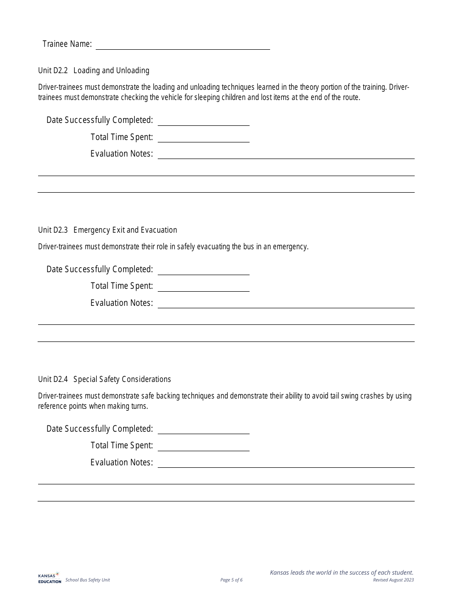 Eldt Behind the Wheel Training Documentation - P  S Endorsement - Kansas, Page 5