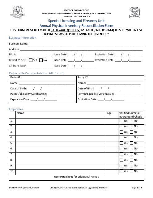 Form DESPP-0295-C  Printable Pdf