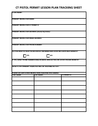 Document preview: Ct Pistol Permit Lesson Plan Tracking Sheet - Connecticut