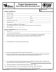 Document preview: DHEC Form 3561 Clean Water State Revolving Fund Project Questionnaire - South Carolina