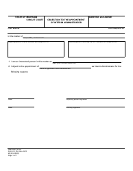 Document preview: Form CC532 Objection to the Appointment of Interim Administrator - Michigan