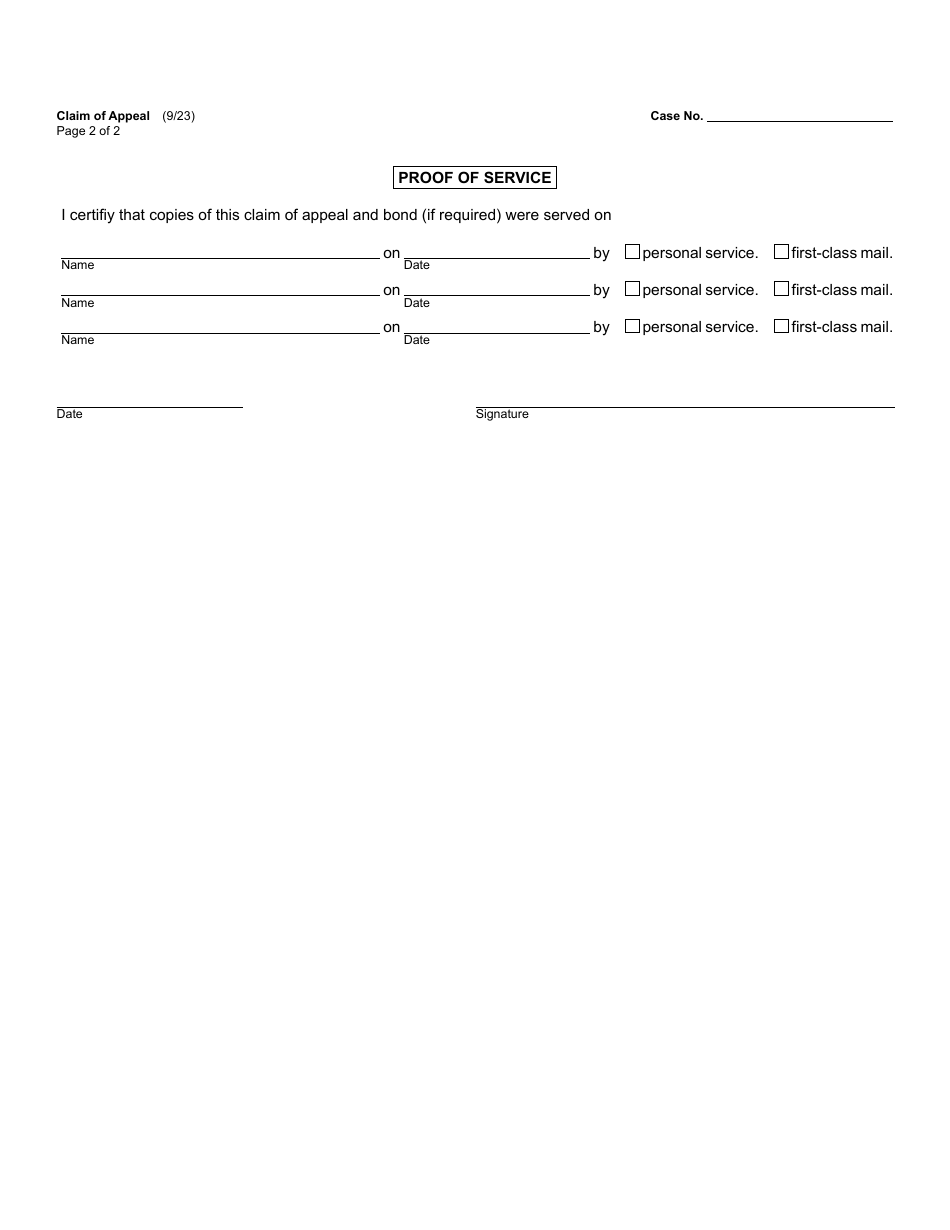 Form MC55 Claim of Appeal - Michigan, Page 2