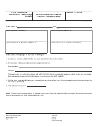 Form CCFD26 Notice of Request to Enter Consent Judgment/Order - Michigan