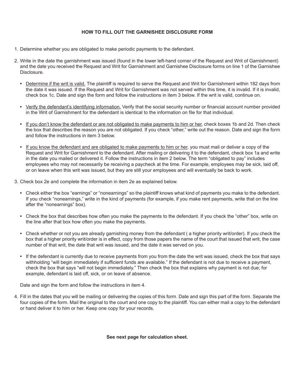 Form MC14 Garnishee Disclosure - Michigan, Page 4