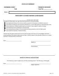 Document preview: Form 700-00152 Fiduciary's Closing Report & Discharge - Vermont