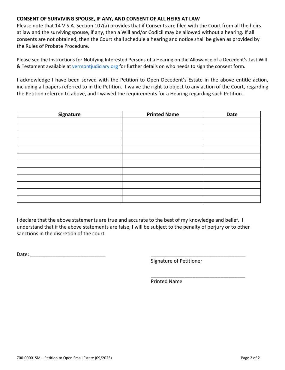 Form 700-00001SM Download Fillable PDF or Fill Online Petition to Open ...