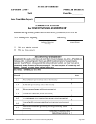 Document preview: Form 700-00089PMG Summary of Account for Minor Financial Guardianship - Vermont
