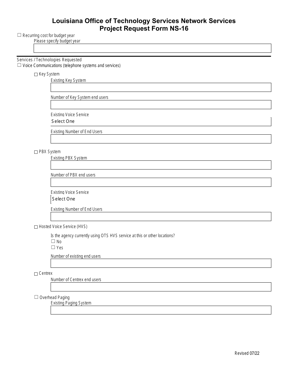 Form NS-16 Project Request Form - Louisiana, Page 3