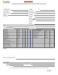 Form NS-2 Louisiana State Government Centrex Service Order Form - Louisiana