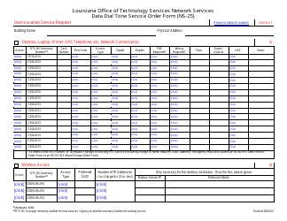 Form NS-25 Data Dial Tone Service Order Form - Louisiana, Page 2