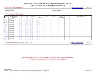 Form NS-25 Data Dial Tone Service Order Form - Louisiana, Page 3