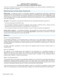 Document preview: Instructions for Form WT-11, W-011 Nonresident Entertainer Withholding Report - Wisconsin, 2024