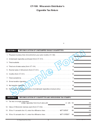 Form CT-100 Wisconsin Distributor&#039;s Cigarette Tax Return - Sample - Wisconsin, Page 2