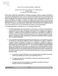 Form FIN-9350 Certification Regarding Lobbying - Certification for Contracts, Sub-grants, Loans, and Cooperative Agreements - Arkansas
