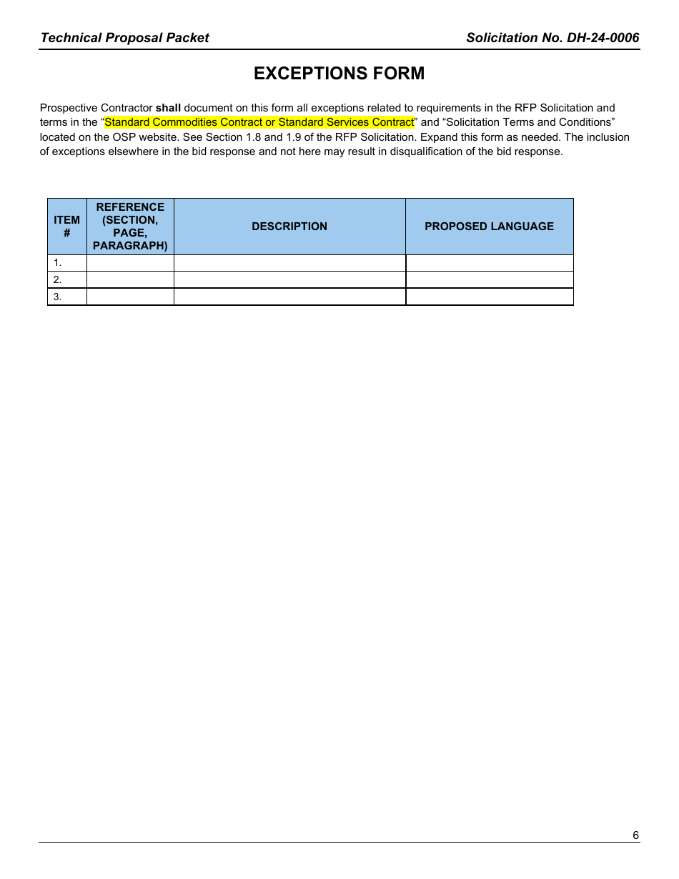 Form DH-24-0006 Technical Proposal Packet - Nbs Configuration and Maintenance - Arkansas, Page 6