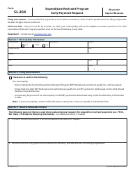 Document preview: Form SL-204 Early Payment Request - Expenditure Restraint Program - Wisconsin