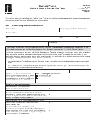 Form DR-446200 Notice of Intent to Transfer a Tax Credit - Live Local Program - Florida
