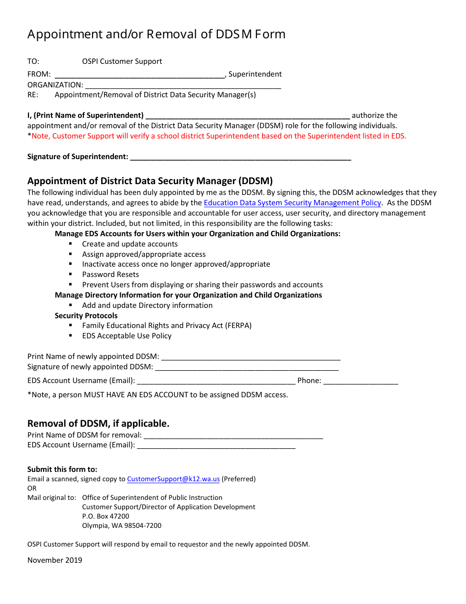 Washington Appointment and/or Removal of Ddsm Form - Fill Out, Sign ...