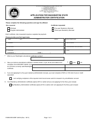 Form SPI/CERT4037A Application for Washington State Administrator Certification - Washington