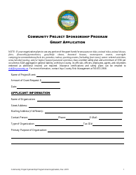 Document preview: Community Project Sponsorship Program Grant Application - Inyo County, California