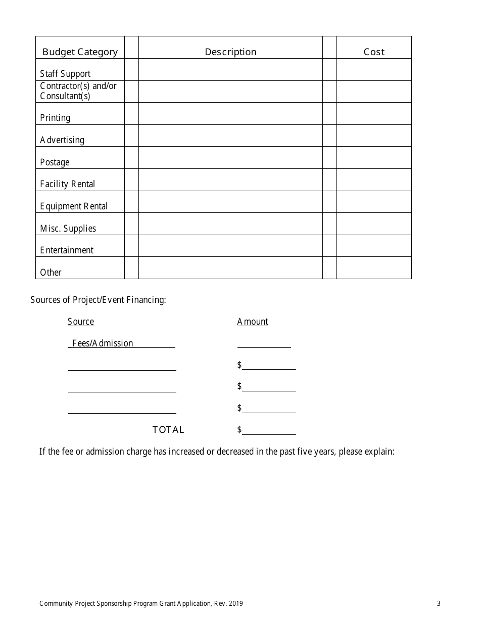 Community Project Sponsorship Program Grant Application - Inyo County, California, Page 3