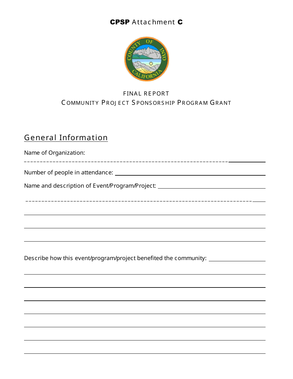 Attachment C Final Report - Community Project Sponsorship Program Grant - Inyo County, California, Page 1