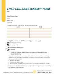 Child Outcomes Summary Form - Washington
