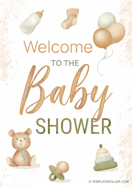 Baby Shower Welcome Sign - Beige Image Preview