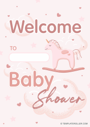 Document preview: Baby Shower Welcome Sign - Pink