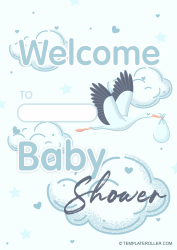 Document preview: Baby Shower Welcome Sign - Blue