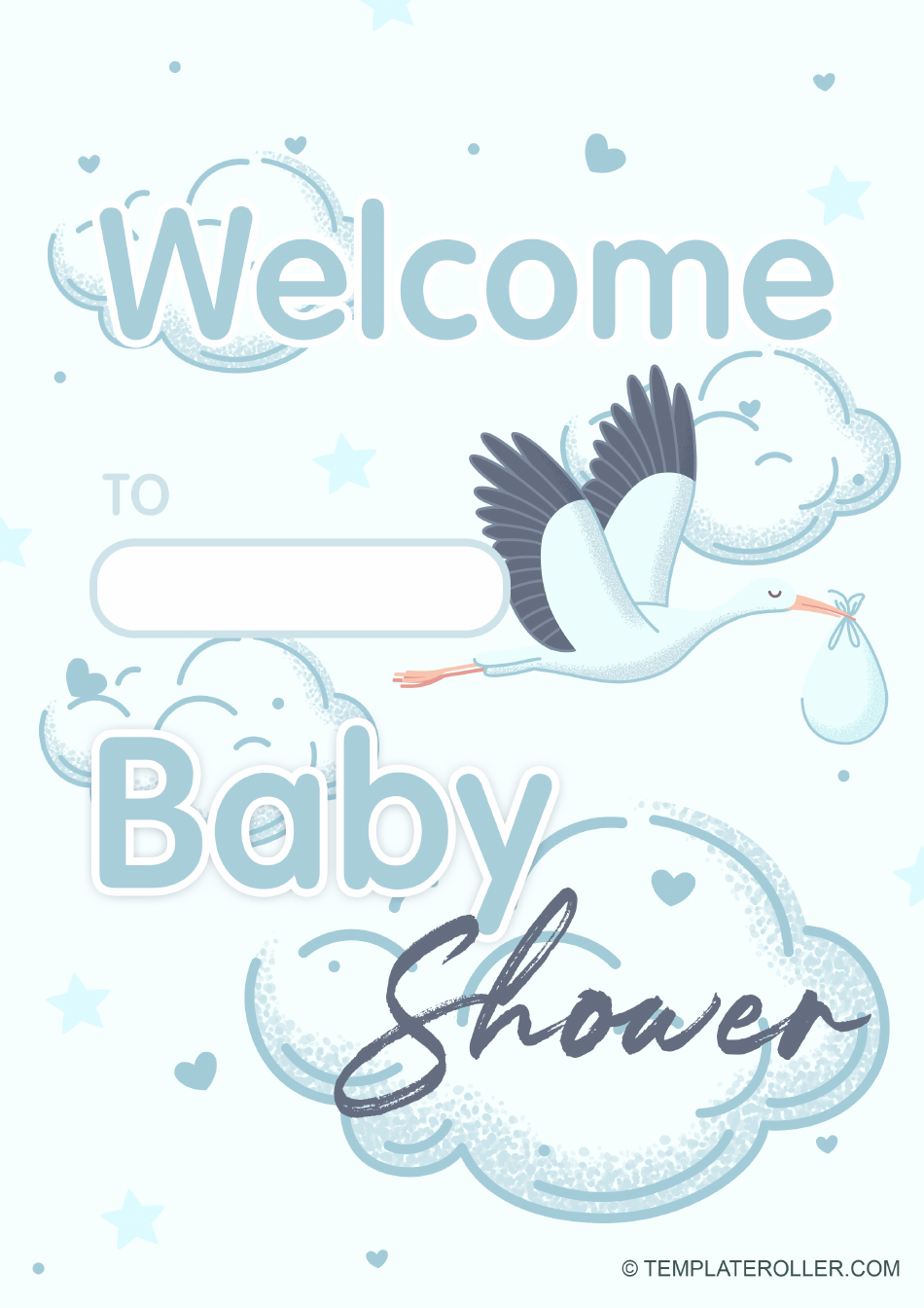 Blue Baby Shower Welcome Sign
