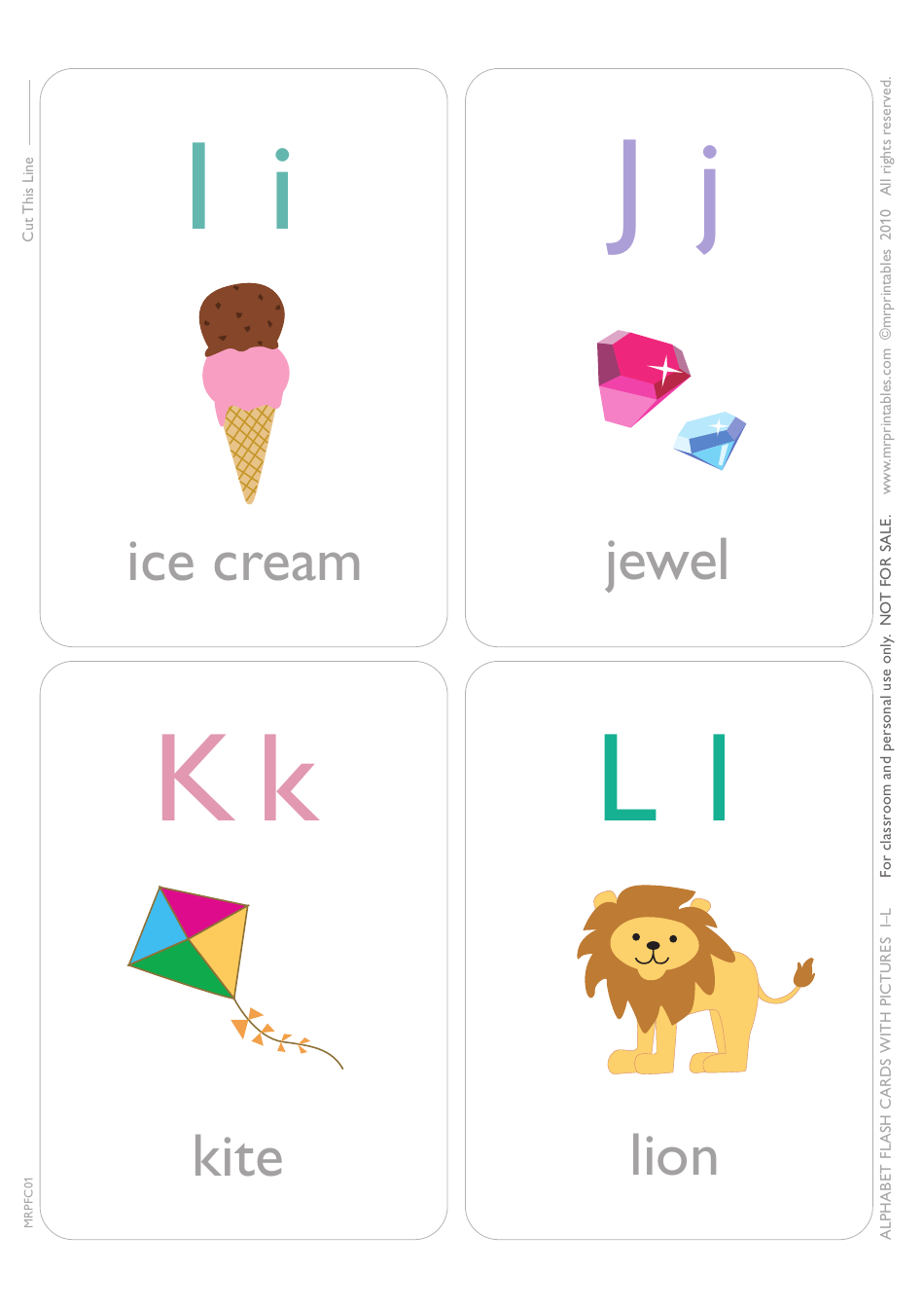 English Alphabet Flashcards - White, Page 3