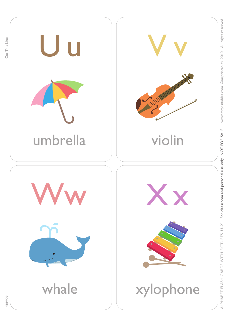 English Alphabet Flashcards - White, Page 6